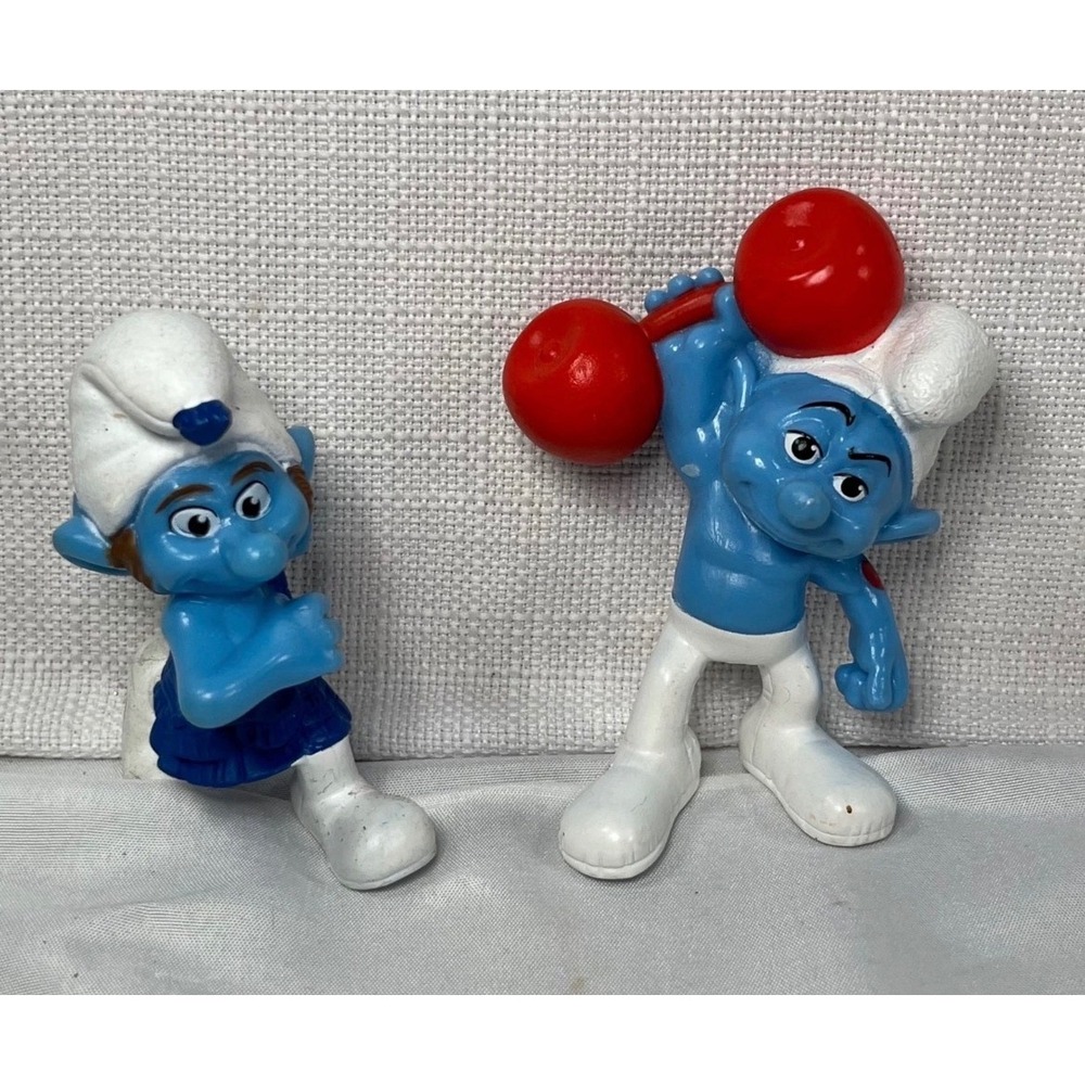 Smurfs 2011 McDonalds Happy Meal Figures Hefty Gutsy Smurf Lot of 3